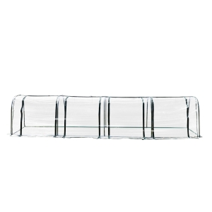 Outsunny Sera Tunel in PVC CU 4 Usi de Infasurat in Otel si PVC Transparent, 400x100x80cm