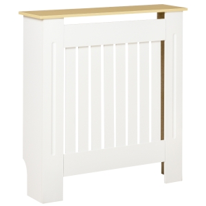 HOMCOM Mobilier Masca pentru Calorifer cu Design cu Sipci cu Raft in MDF si Lemn Alb