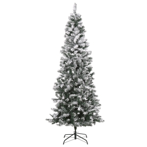 HOMCOM Brad de Craciun de 210 cm Pin artificial acoperit cu plus alb 631 de ramuri