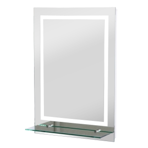 kleankin Oglinda de Baie LED touch cu raft modern pentru bai turcesti