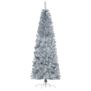 HOMCOM HOMCM Brad de Craciun Artificial Argintiu Inalt 180 cm cu Baza Detasabila