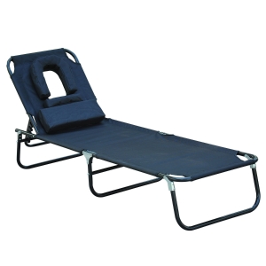 Outsunny sezlong cu decupaj pentru fata,190x56x28 cm, negru