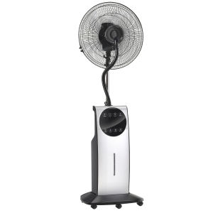 HOMCOM Ventilador Nebulizador Multidireccional Apto para Agua o Aceites Aromáticos con Programación de Apagado Automático Ф44.5x135cm