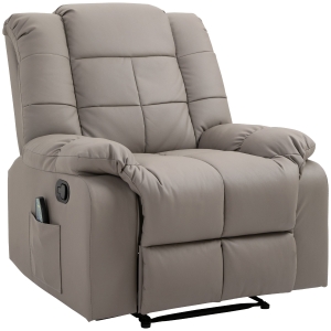 HOMCOM massagebank, tv-stoel, relaxstoel met massagefunctie, PU-leer + hout + metaal + schuimstof, 90 x 97 x 99 cm massagebank tv-stoel ligfunctie | Aosom.nl