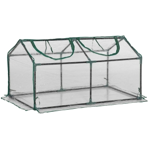 Outsunny Estufa 119x60x60cm Estufa de Jardim com 2 Janelas Enroláveis para Cultivo de Plantas Verduras Flores Transparente