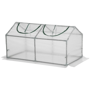Outsunny Estufa 120x60x60cm Estufa de Jardim com 2 Janelas Enroláveis para Cultivo de Plantas Verduras Flores Branco Translúcido