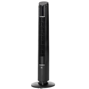HOMCOM Ventoinha de Torre Altura 107cm 45W com Controle Remoto 3 Velocidades 4 Modos de Funcionamento Oscilação de 70° Inclinação Tela LED Tátil e temporizador de 12H Silencioso Escritório Casa Preto
