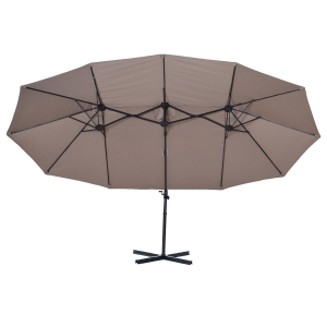 Outsunny Sombrilla Doble Parasol Grande Inclinable para Jardín Patio Terraza Playa con Manivela Abrir y Cerrar Fácilmente 270x440x250cm