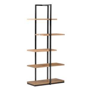 HOMCOM Estantería Industrial de 5 Niveles Estantería Librería de Almacenamiento Metálica con Diseño Irregular para Salón Oficina Dormitorio 80x39x179,5 cm Negro y Natural