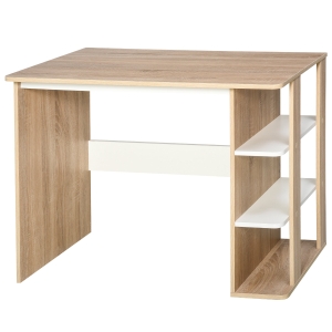 HOMCOM Mesa de Escritorio 2 en 1 con Estante de 3 Niveles Gran Superficie Espacio Almacenaje Amplio Mesa de Oficina Dormitorio Estudio 100x55x74 cm