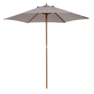 Outsunny 2.5m Wood Garden Parasol Sun Shade Patio Outdoor Wooden Umbrella Canopy Grey