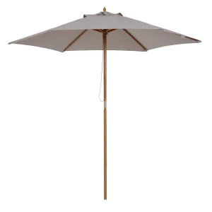 Outsunny 2.5m Wood Garden Parasol Sun Shade Patio Outdoor Wooden Umbrella Canopy Grey