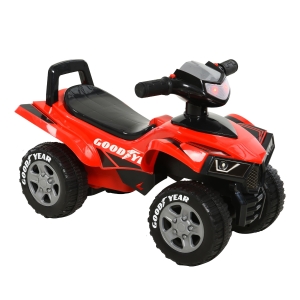 HOMCOM Quad Correpasillos para Niños Mayores de 12 Meses Coche Cuatrimoto con Luces Música Bocina y Espacio Secreto de Almacenaje 60x31x42 cm Rojo