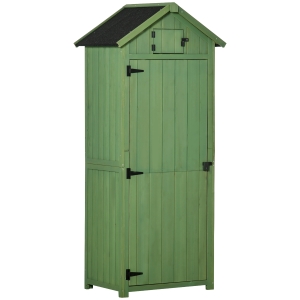 Outsunny Garden Storage Shed 3 Shelves Tool House w/ Asphalt Roof 77 x 54 x 179 cm Green