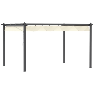 Outsunny 4 x 3(m) Aluminum Pergola Garden Gazebo w/ Retractable Canopy , Cream White
