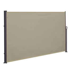 Outsunny Toldo Lateral Retráctil 300x180 cm Pantalla Enrollable Mampara de Privacidad y Protección Solar para Balcón Terraza Color Crema