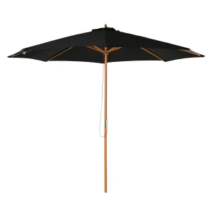 Outsunny Bamboo Style Garden Parasol, é–³æ‰å“3m Outdoor Patio Umbrella with 8 Ribs Sunshade Canopy, Black