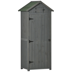 Outsunny Garden Storage Shed 3 Shelves Tool House w/ Asphalt Roof 77x54x179cm Grey