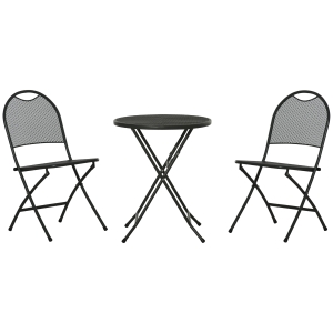 Outsunny 3 Piece Garden Bistro Set w/ Foldable Design Outdoor Coffee Table Metal Frame