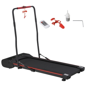 HOMCOM Cinta de Andar Eléctrica Plegable Velocidad hasta 6 km/h Cinta de Caminar Correr con Control Remoto Pantalla LED y Ruedas para Entrenamiento en Casa 133x61x103 cm Negro