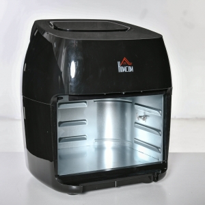 HOMCOM Fritadeira sem Óleo 1800W 11L Forno de Ar Quente com 8 Programas Tela Tátil LED Temporizador Desidratador e Acessórios Incluídos 32x35,6x37,9 cm Preto