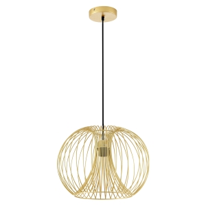 HOMCOM Candeeiro Suspenso Moderno com Suporte para Lâmpada E27 Máx. 40W e Corda Ajustável Candeeiro de Teto de Metal para Sala de Jantar Dormitório Sala de Estar Ø37x150cm Dourado