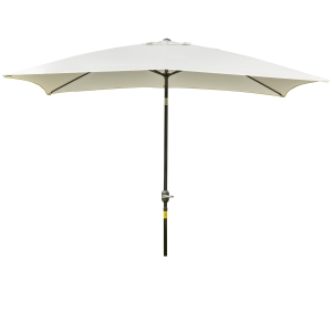 Outsunny Chapéu de Sol de Alumínio 195x295x240cm Chapéu de Sol Retangular de Jardim Inclinável com Manivela e Mastro Desmontável para Terraço Piscina Pátio Exterior Creme