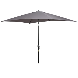 Outsunny Chapéu de Sol de Alumínio 195x295x240cm Chapéu de Sol Retangular de Jardim Inclinável com Manivela e Mastro Desmontável para Terraço Piscina Pátio Exterior Cinza