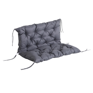 Outsunny Cojín para Banco con Respaldo 100x98x8 cm Colchón de Banco de 2 Plazas con 6 Cordones de Fijación para Jardín Terraza Balcón Exterior Gris