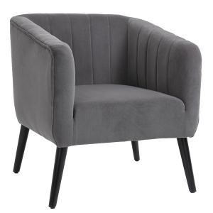 HOMCOM Sillón Nórdico Acolchado Silla Individual Tapizada en Terciopelo Vintage de Madera con Patas y Reposabrazos 71x65x76 cm Gris