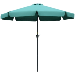 Outsunny 2.66m Patio Umbrella Garden Parasol Outdoor Sun Shade Table Umbrella with Ruffles, 8 Sturdy Ribs, Green