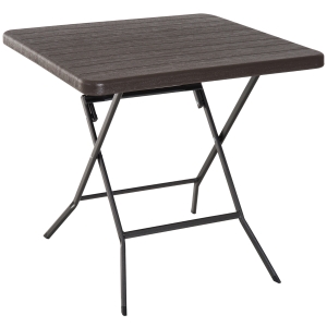 Outsunny Gartentisch Klapptisch Campingtisch Holz-Optik klappbar Kunststoff Braun 78x78x74cm
