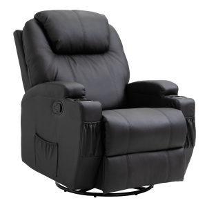 HOMCOM Massagesessel Fernsehsessel mit 5 Massage-Modi Liegefunktion PU-Leder Schwarz 84 x 92 x 109 cm