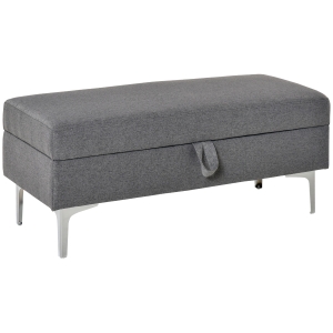 HOMCOM Polsterbank Sitzbank Truhenbank mit Stauraum Metall Leinen Grau108,5 x 44,5 x 47,5 cm