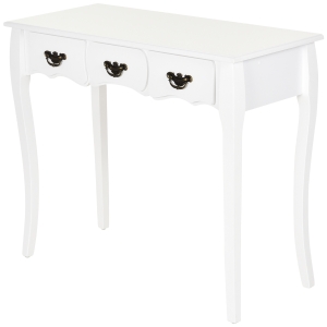 HOMCOM Konsolentisch, Beistelltisch mit 3 Schubladen, Vintage Sideboard, Massivholz, 90 x 40 x 75,5 cm