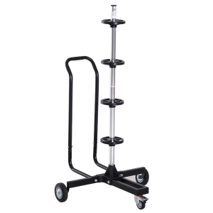 HOMCOM Felgenbaumwagen Reifenwagen felgenschonend Reifenständer fahrbar Metall + Kunststoff Schwarz für 4 Reifen bis 225 mm