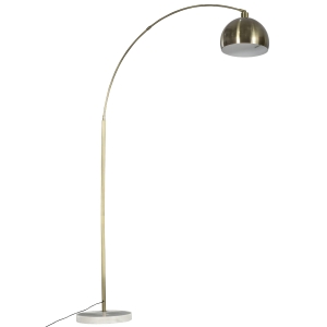 HOMCOM Bogenlampe, Bogenstandleuchte, Stehlampe mit Marmorbasis, Stehleuchte mit Verstellbarem Schirm, Standleuchte E27, Metall, 31 x 120 x 205cm