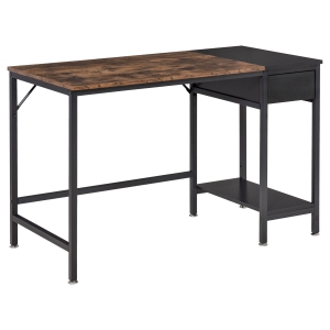 HOMCOM Schreibtisch mit Bücherregal Braun Schwarz 120 cm x 60 cm x 75 cm