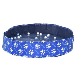 PawHut Hundebadewanne Hundepool Badewanne Swimmingpool Wasserbecken für Hunde und Katzen faltbar Ø160 x 30H cm