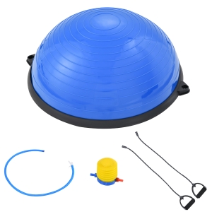 HOMCOM Yoga Balance Ball mit Pumpe Ø58 cm Gymnastikball halbe Kuppel Fitness Kraftübung Home Fitnessstudio Kunststoff Blau