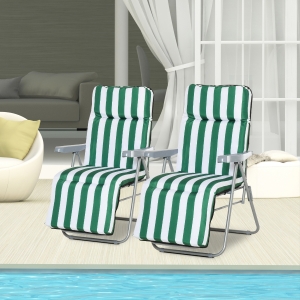 Outsunny® 2 x Gartenstuhl Sonnenliege klappbar 5 Positionen Blau/Weiß