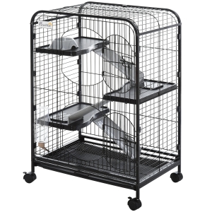 PawHut Nagerkäfig 3-stöckig Kleintierkäfig mit Zubehör