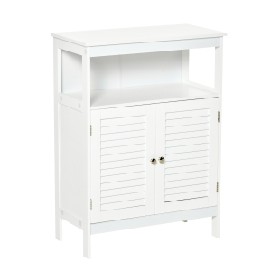 HOMCOM Badmöbel Badezimmerschrank Holz Weiß 60 x 30 x 81,6 cm