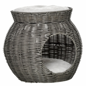PawHut Rattan Katzenkorb 50 cm x 50 cm x 43,5 cm