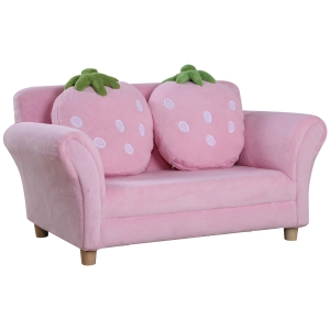 HOMCOM Kindersofa Kindersessel Sofa Couch Kinder Stuhl Kinderzimmer Softsofa Doppelsofa Einzelsofa(Erdbeersofa)