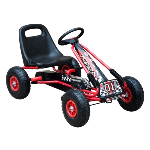 HOMCOM® Go Kart Kinderfahrzeug Tretauto mit Pedal für 3-8 Jahre Stahl Gummiräder