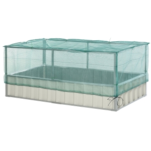 Outsunny Gartenbeet Pflanzkasten Blumenkasten mit Netzabdeckung Stahl Nylon Weiß+Grün 174 x 90 x 70 cm