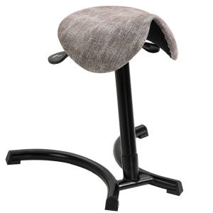 HOMCOM Stehhilfe Stehhocker Sattelhocker Drehstuhl mit Sattelsitz Kosmetikhocker gepolstert höhenverstellbar mit Kippfunktion Leinen Metall Khaki 48 x 55 x 58-83 cm