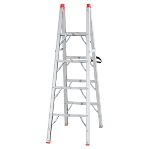 HOMCOM Faltbare Leiter, Klappleiter, Stehleiter, Aluminium, Silber, 93 x 48 x 151 cm, 150 kg Belastbarkeit