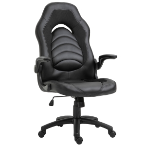 VINSETTO Gaming-Stuhl mit PU-Leder Schwarz 64 cm x 68,5 cm x 127 cm